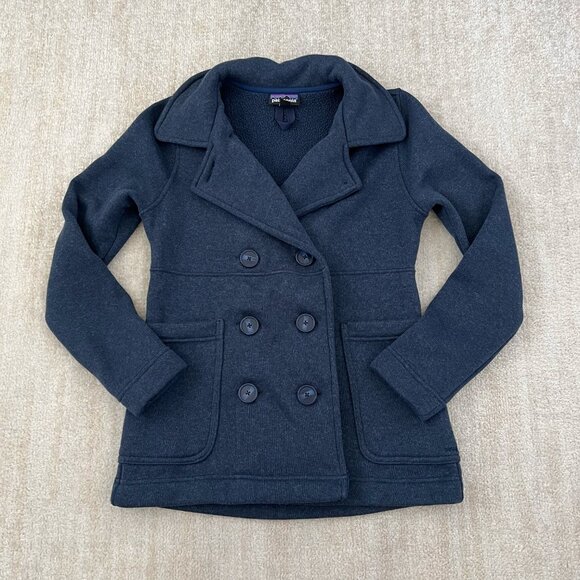 Patagonia Jackets & Blazers - Patagonia Blue Better Sweater Pea Coat Double Breasted Jacket S
